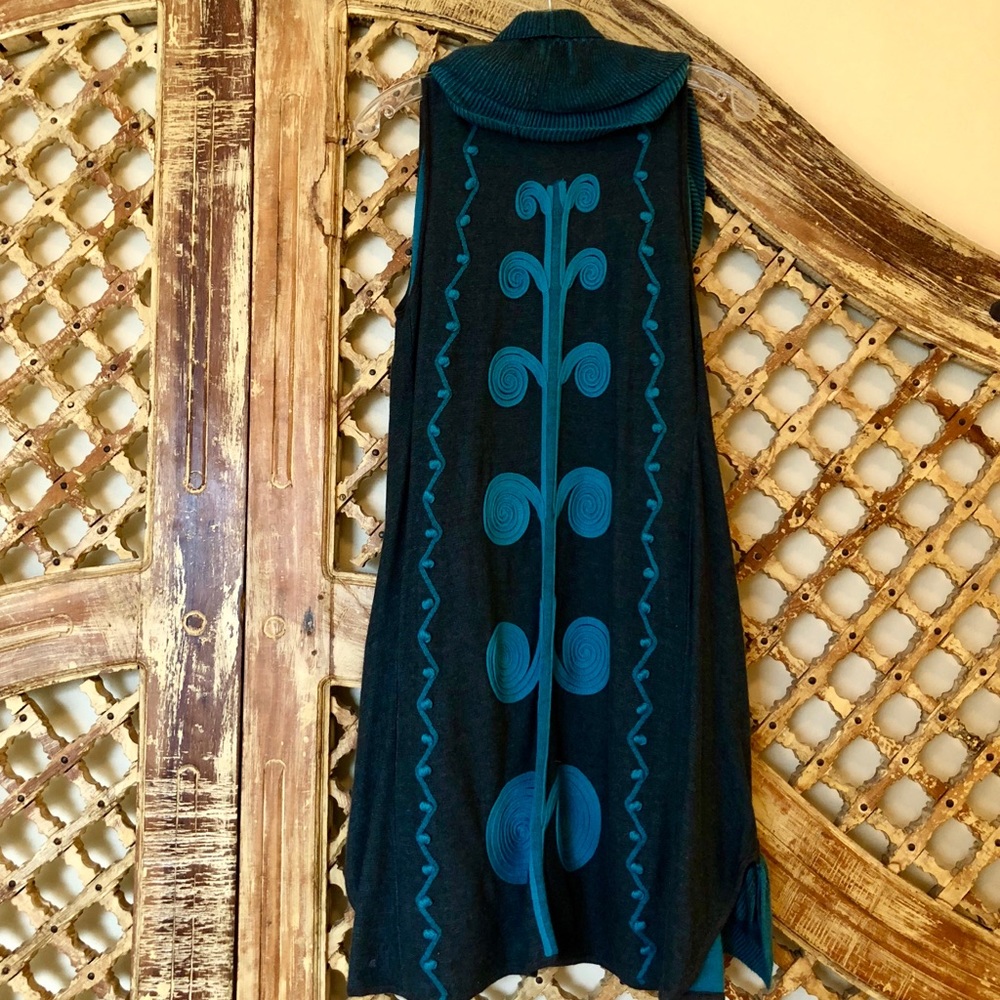 Long Embroidered Cotton Vest